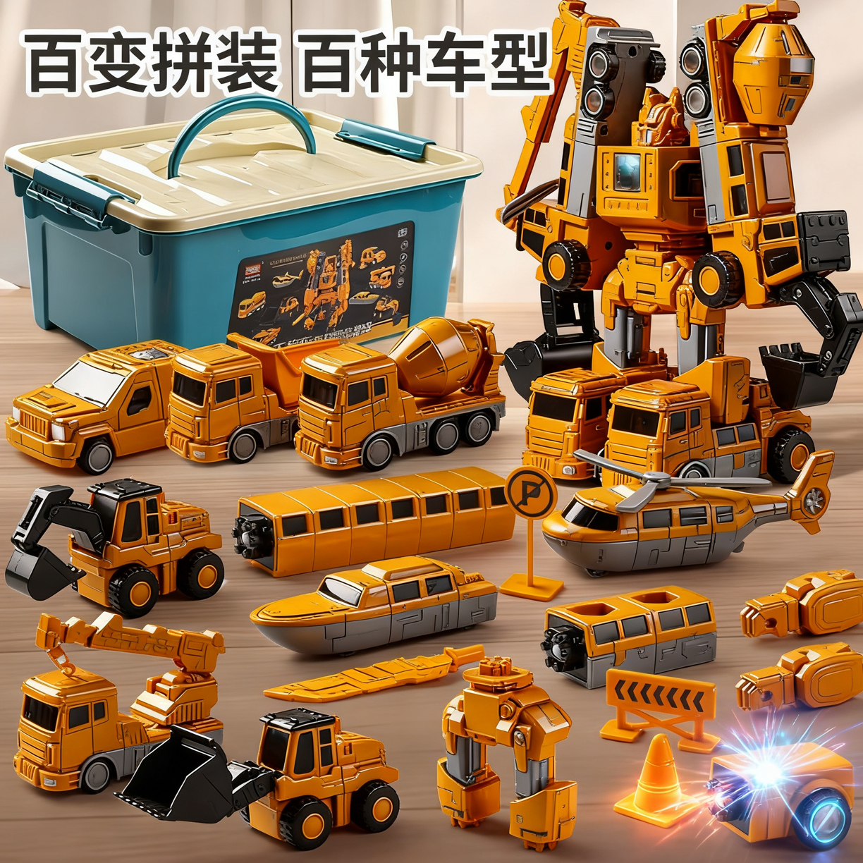 磁力玩具车启蒙积木拼装大号接工程变形宝宝加厚金刚六一礼物3岁2