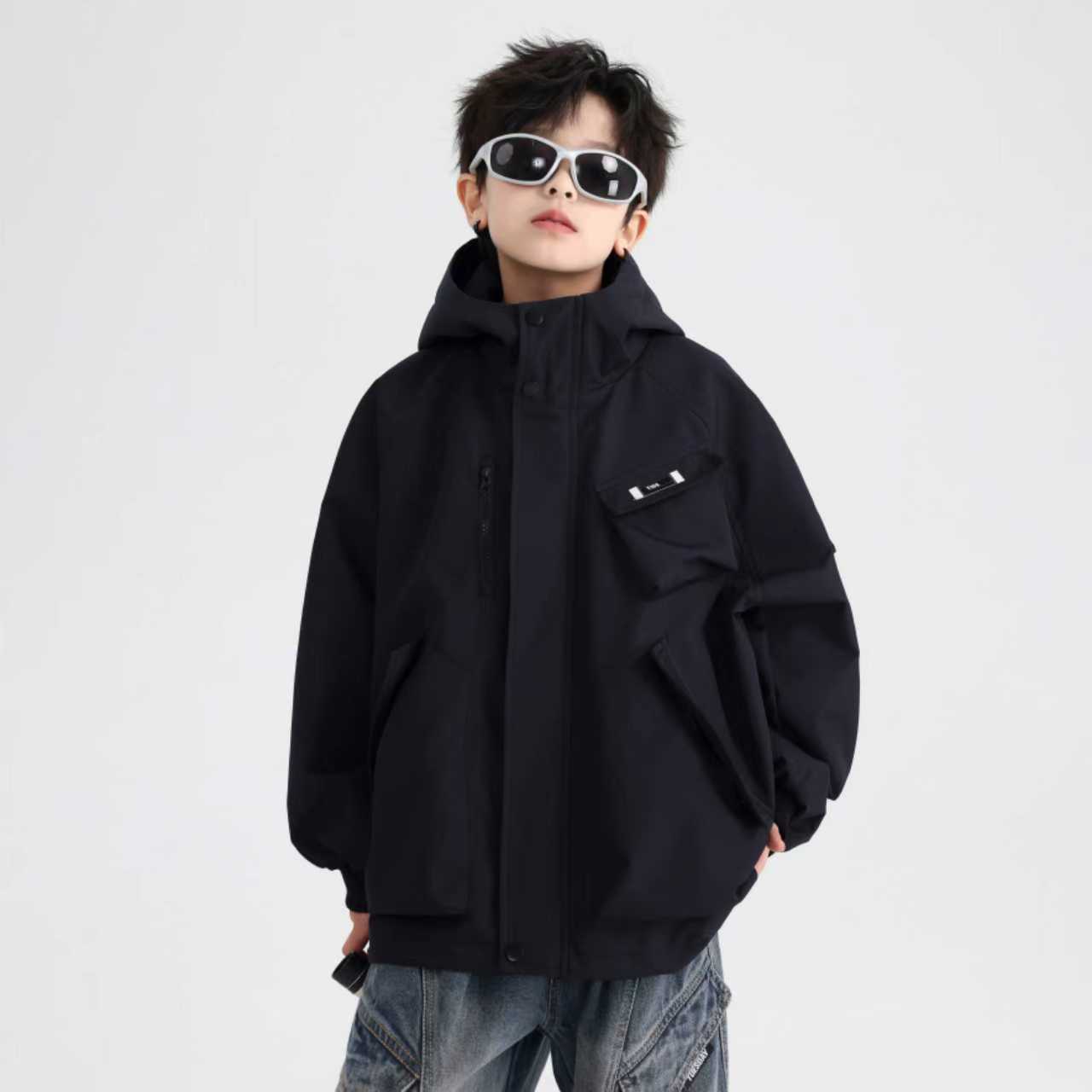 男童春秋户外防风冲锋衣外套2025新款青少年儿童防水运动夹克5920