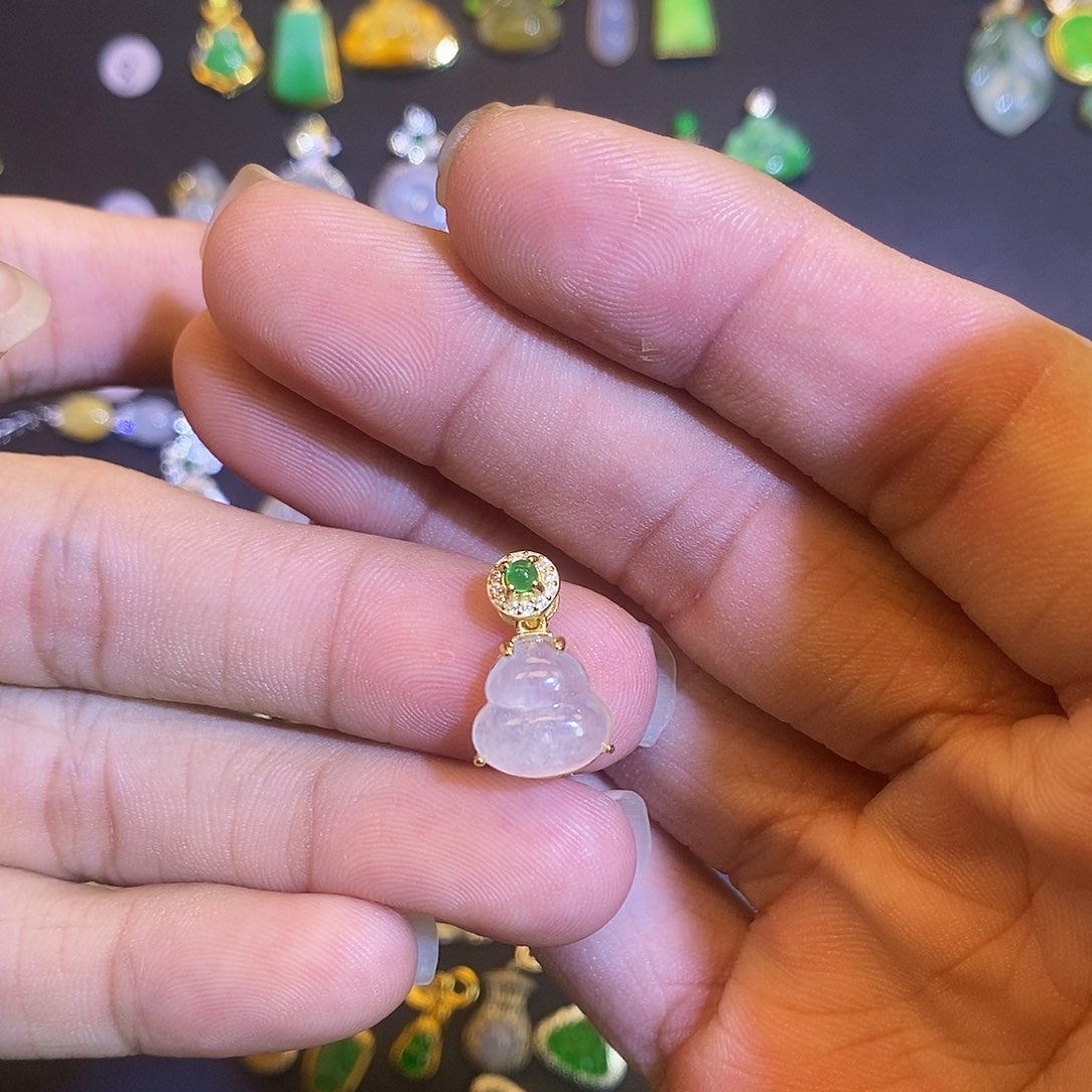 吊坠(不含链)银S925镶嵌翡翠