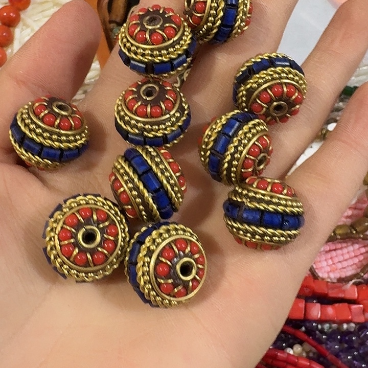玛瑙/玉髓合金珠宝半成品一个深蓝色大桶珠