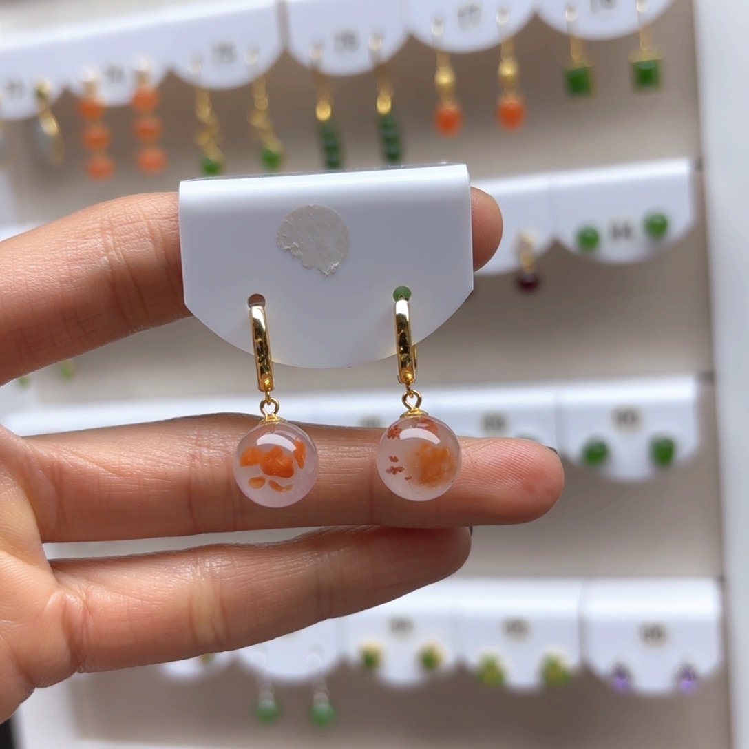 南红玛瑙耳饰银S925镶嵌2