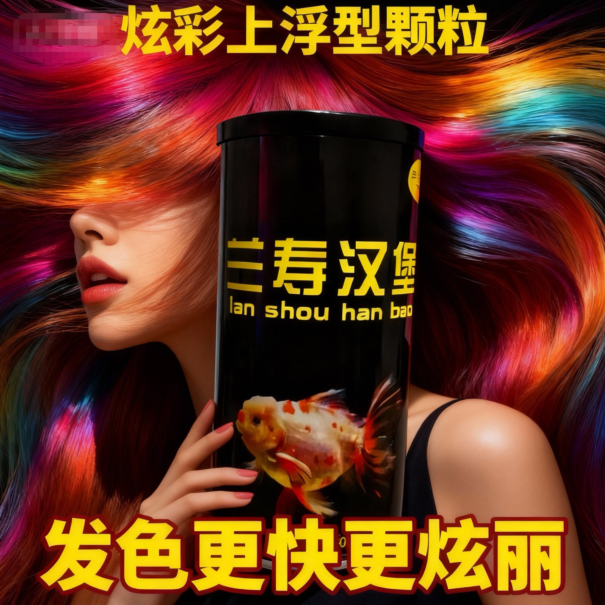 兰寿汉堡炫彩上浮颗粒金鱼饲料泰狮蝴蝶鲤国狮各种小型宠物鱼通用