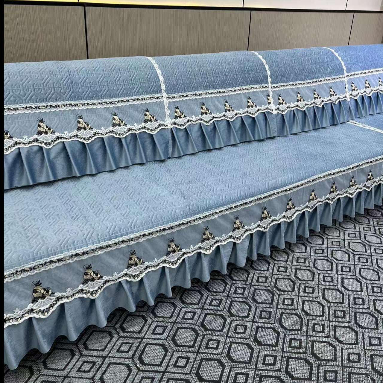 【丁丁】荷兰绒（直排）秋冬防滑通用沙发垫防尘家用高档纯色加厚简约