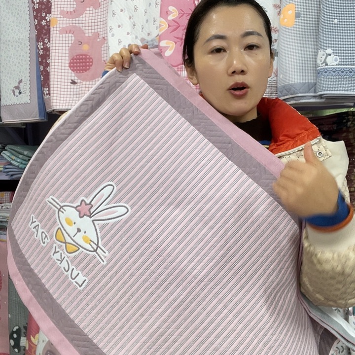 棉特价粉色竖条兔纯棉