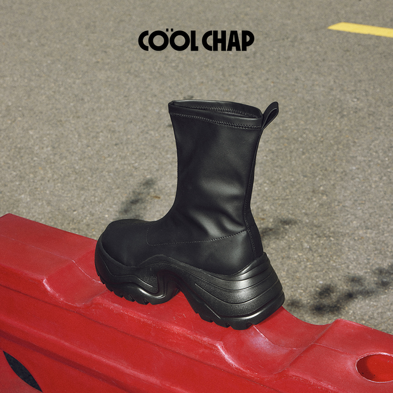 COOLCHAP【品牌专卖】秋冬时尚熔融系列II百搭瘦瘦靴厚底增高短靴