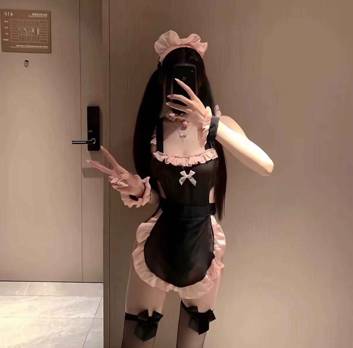 【少女的梦】依依家俏皮女仆粉色蝴蝶荷叶辣妹氛围感睡裙