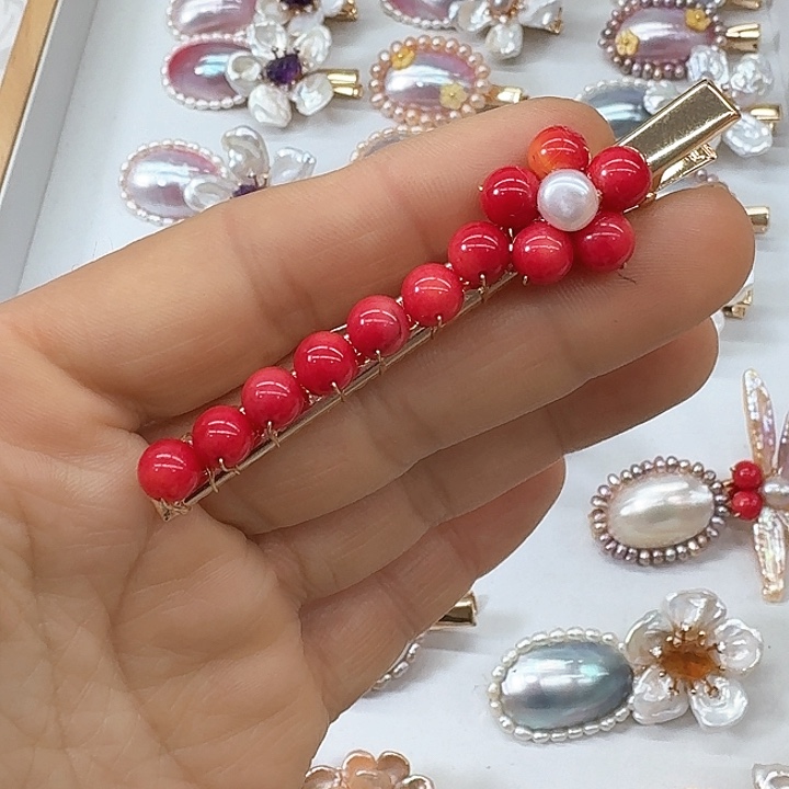 淡水珍珠发饰银S925镶嵌