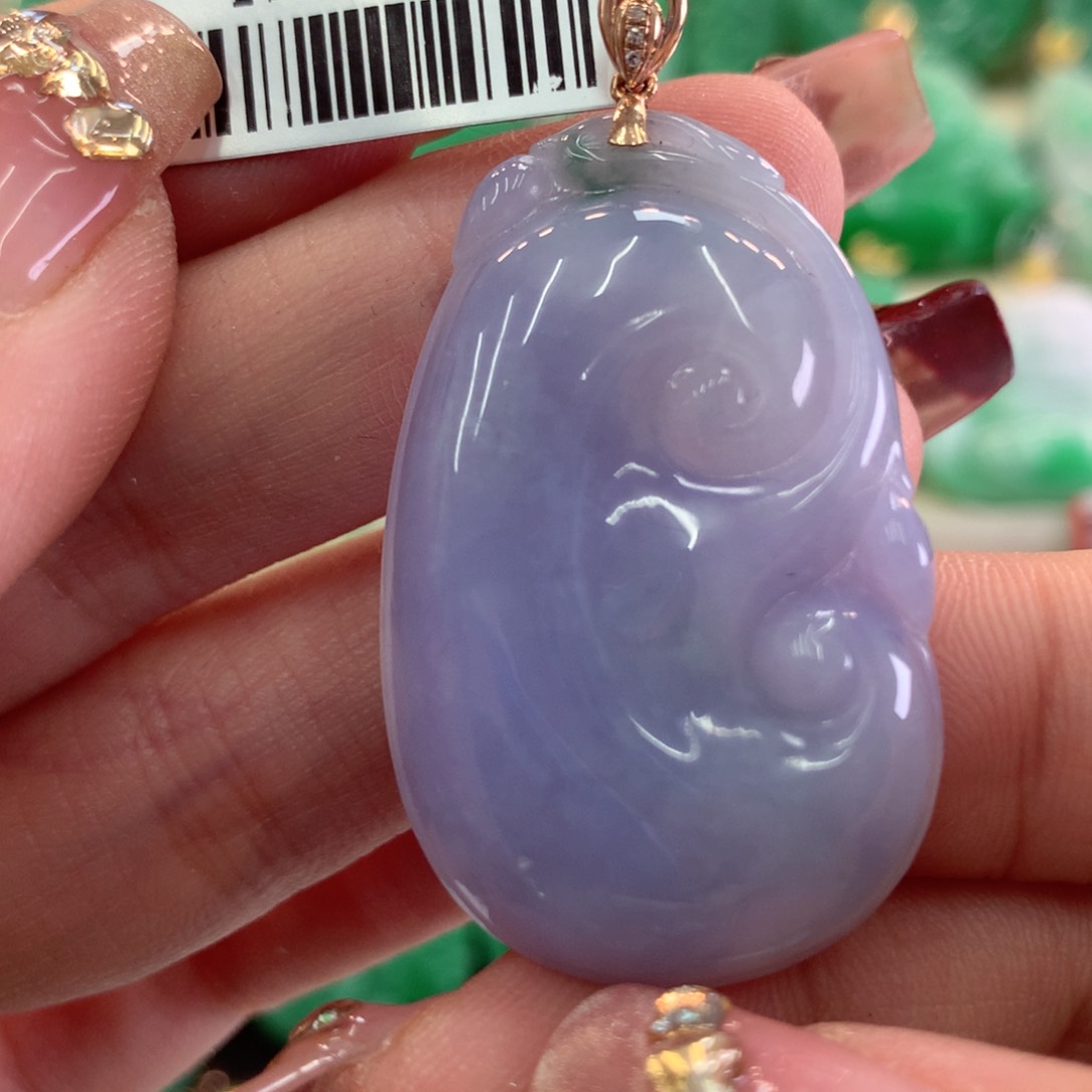 翡翠吊坠(不含链)18K金镶嵌