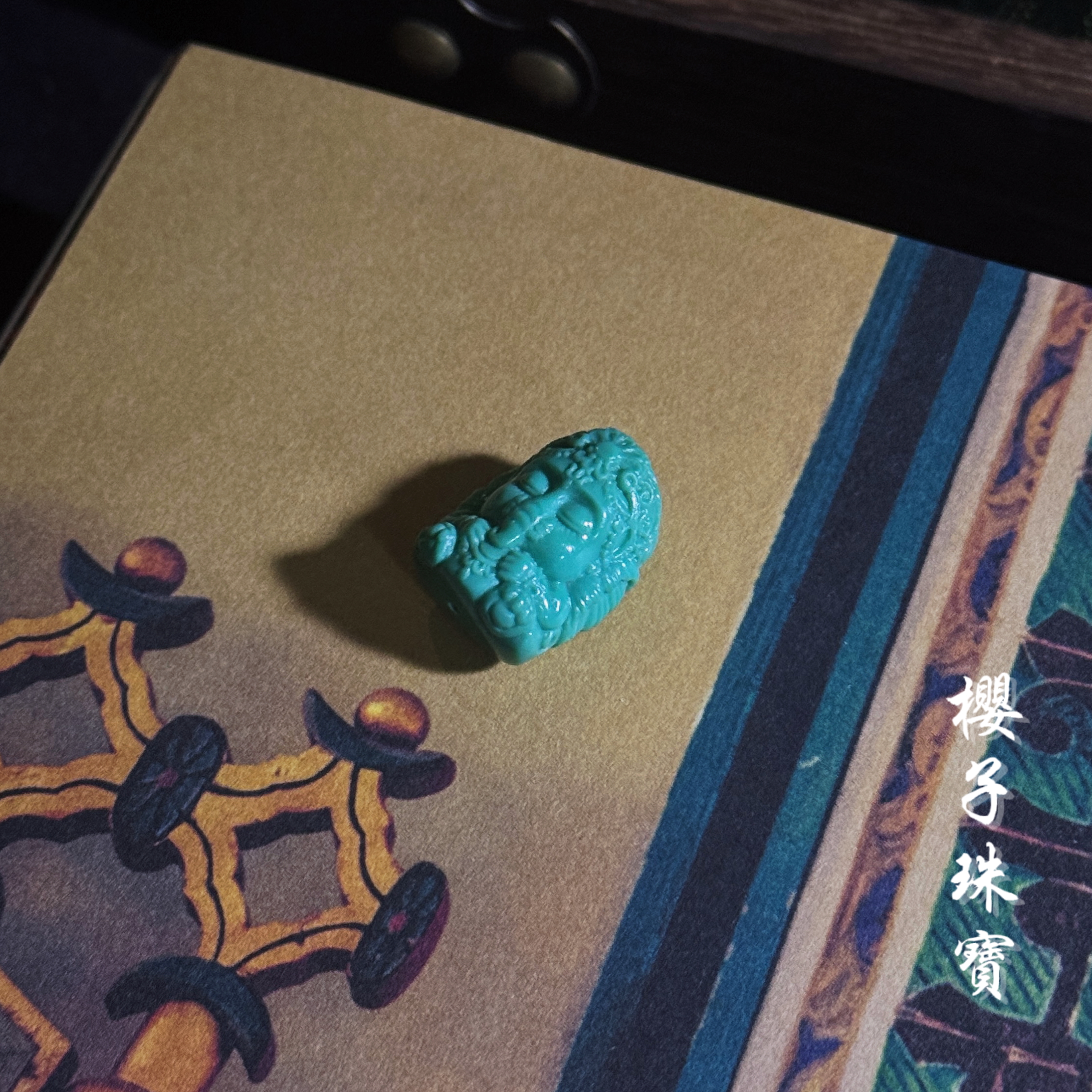 樱子 | 象神 原矿高瓷玉化绿松石雕刻件