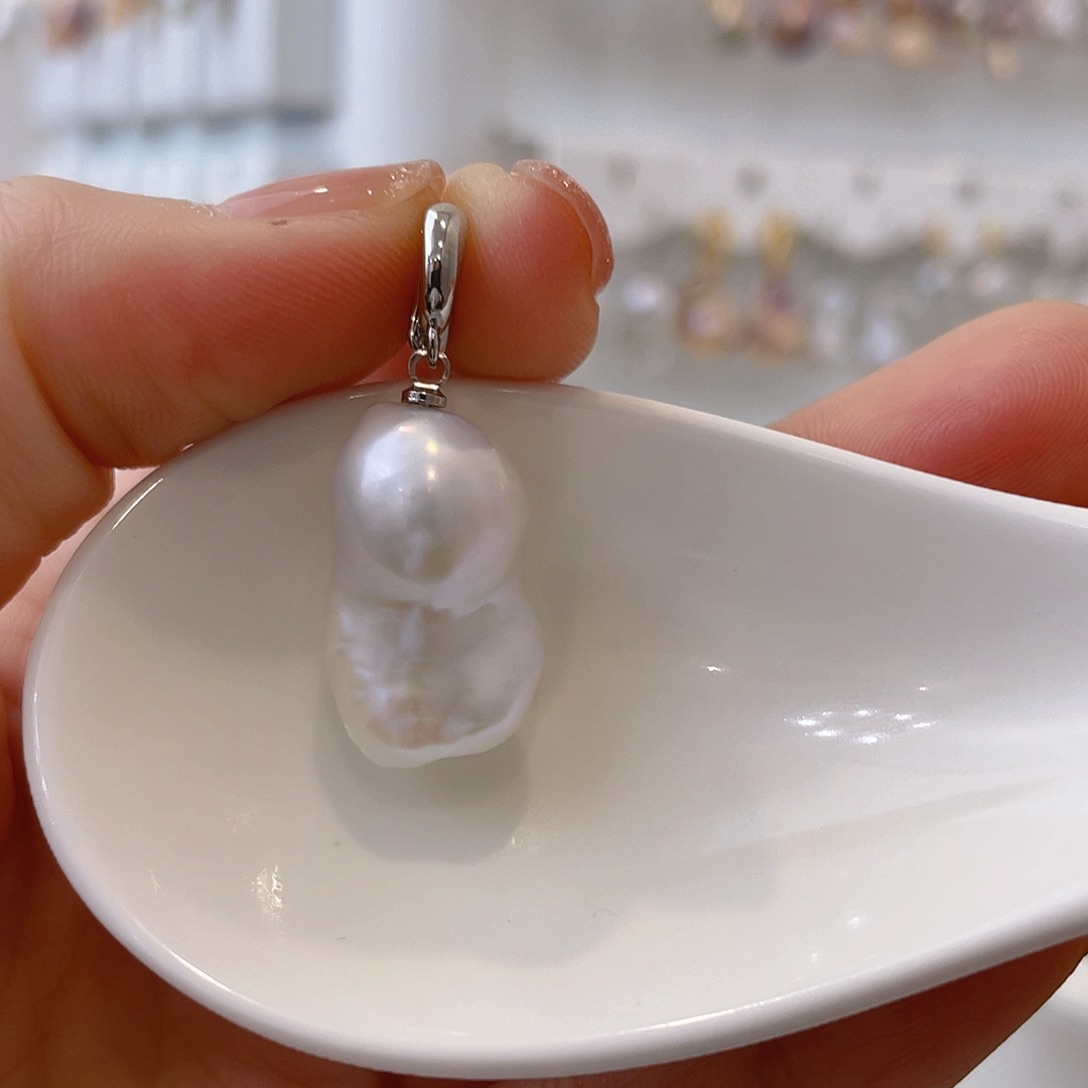 淡水珍珠天然珍珠巴洛克银S925镶嵌