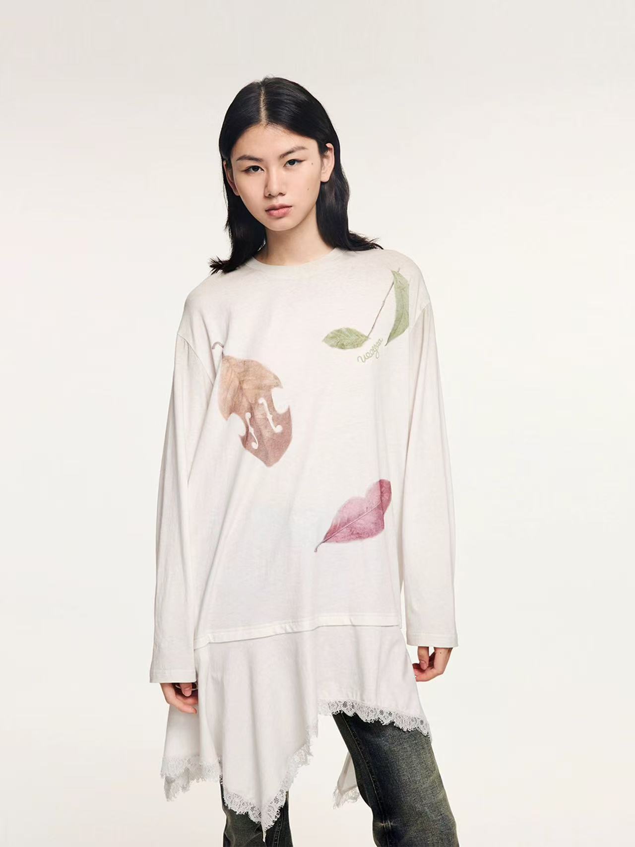 UOOYAA/乌丫2025冬季新款「魔法花园」音符树叶拼接连衣裙1999