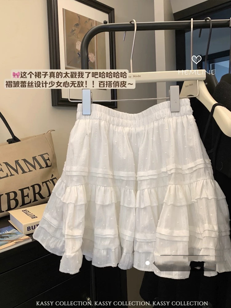 百搭芭蕾风蛋糕半身裙女春季微胖减龄蓬蓬裙A字裙短裙