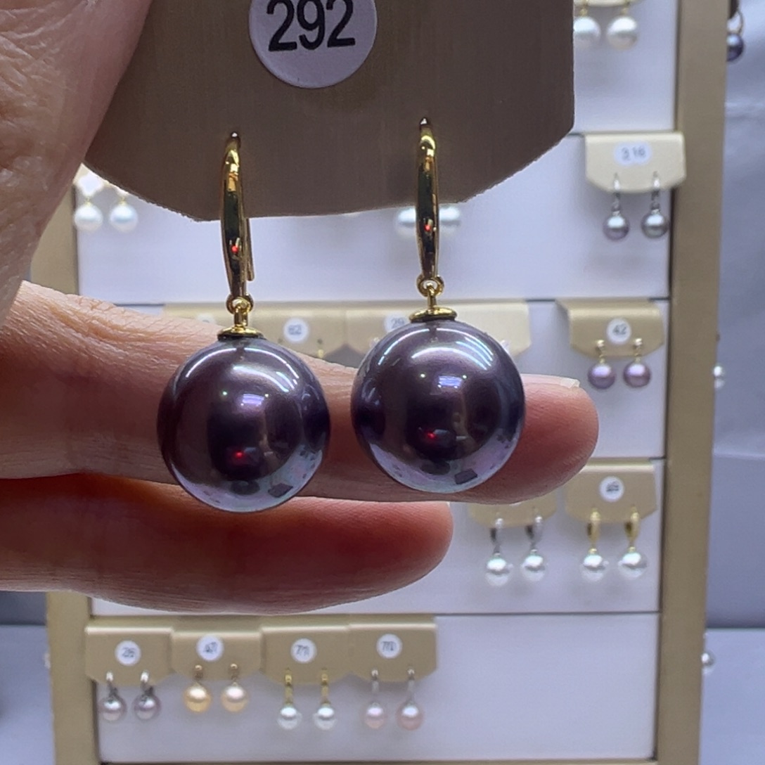 耳饰银S925镶嵌淡水珍珠