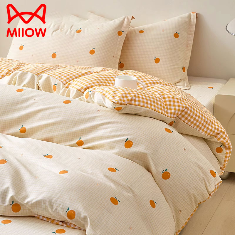 猫人全棉床上四件套小清新纯棉2024新款冬季被套床单床笠宿舍床品