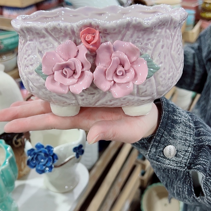 有孔，凑单福利满10元发货陶瓷多肉花盆！