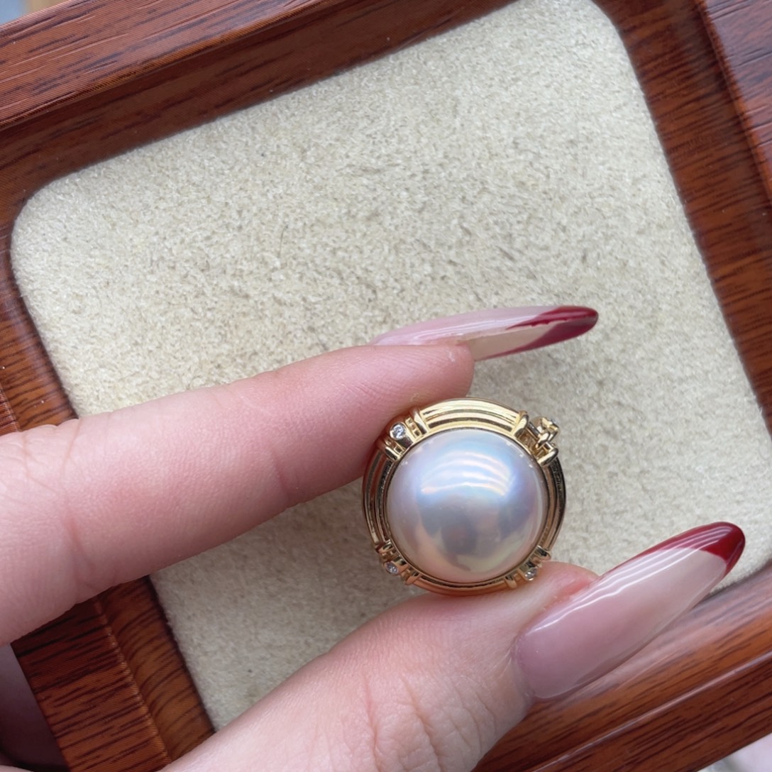 拼合珍珠（马贝珠）银S925镶嵌颈饰X26