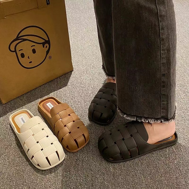 【万达清仓】促时尚新款网红夏季新款包头拖鞋女夏外穿一脚蹬凉拖鞋