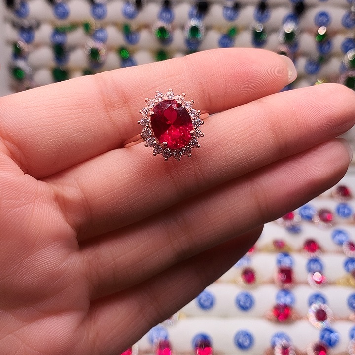 红宝石戒指银S925镶嵌11（8*10）