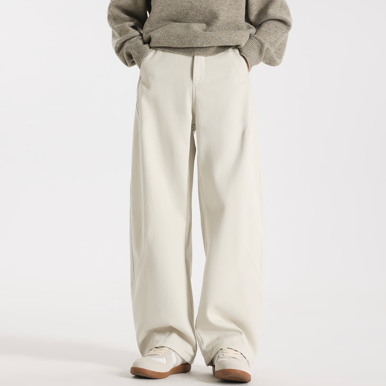 GCCDUPE77『街角暖绒』 气流纺全棉碳素磨毛廓形结构加绒直筒休闲裤