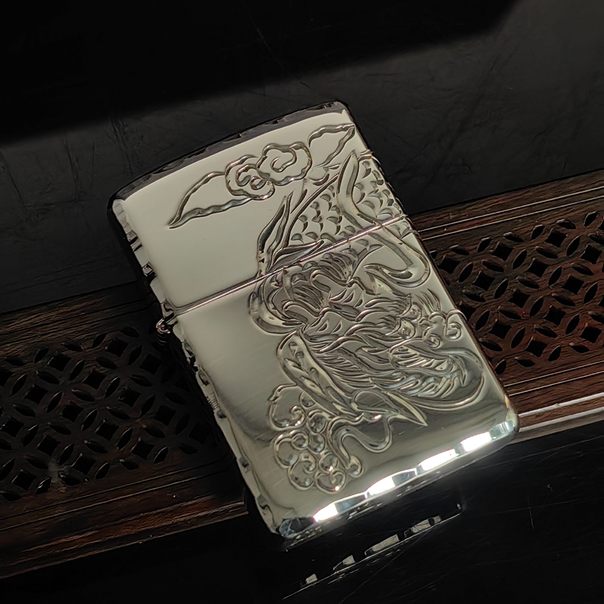 zippo打火机 DB 平底银龙腾四海 DY8718FD*1062dabai