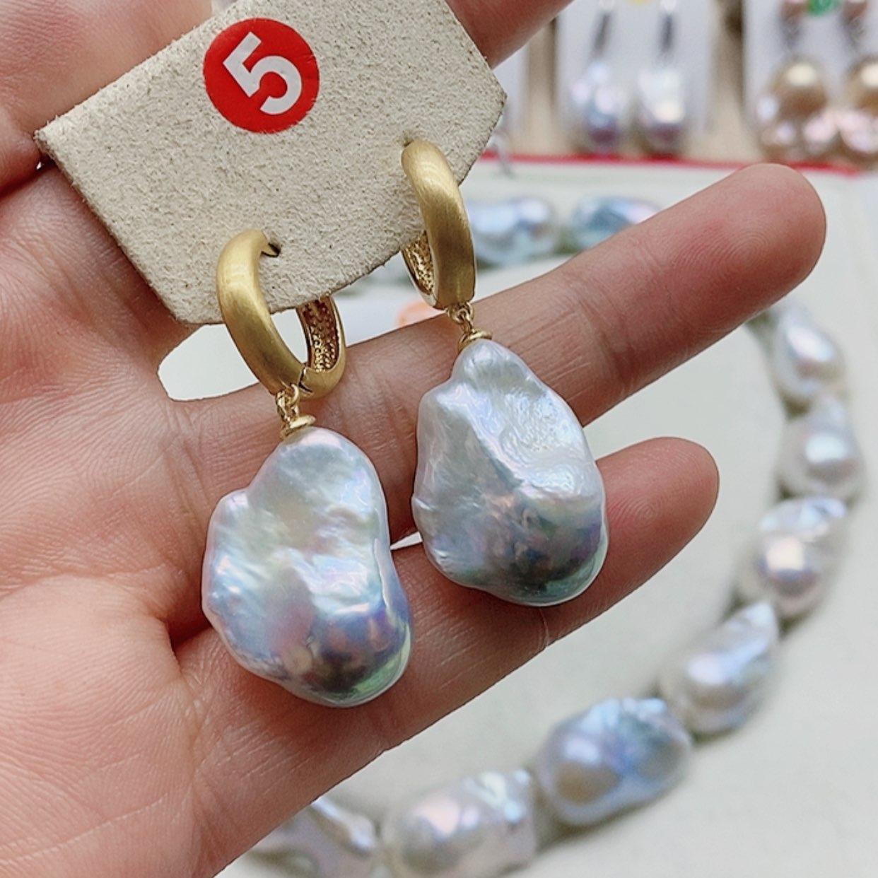 【闪购商品】淡水珍珠耳饰银S925镶嵌蓝*畅