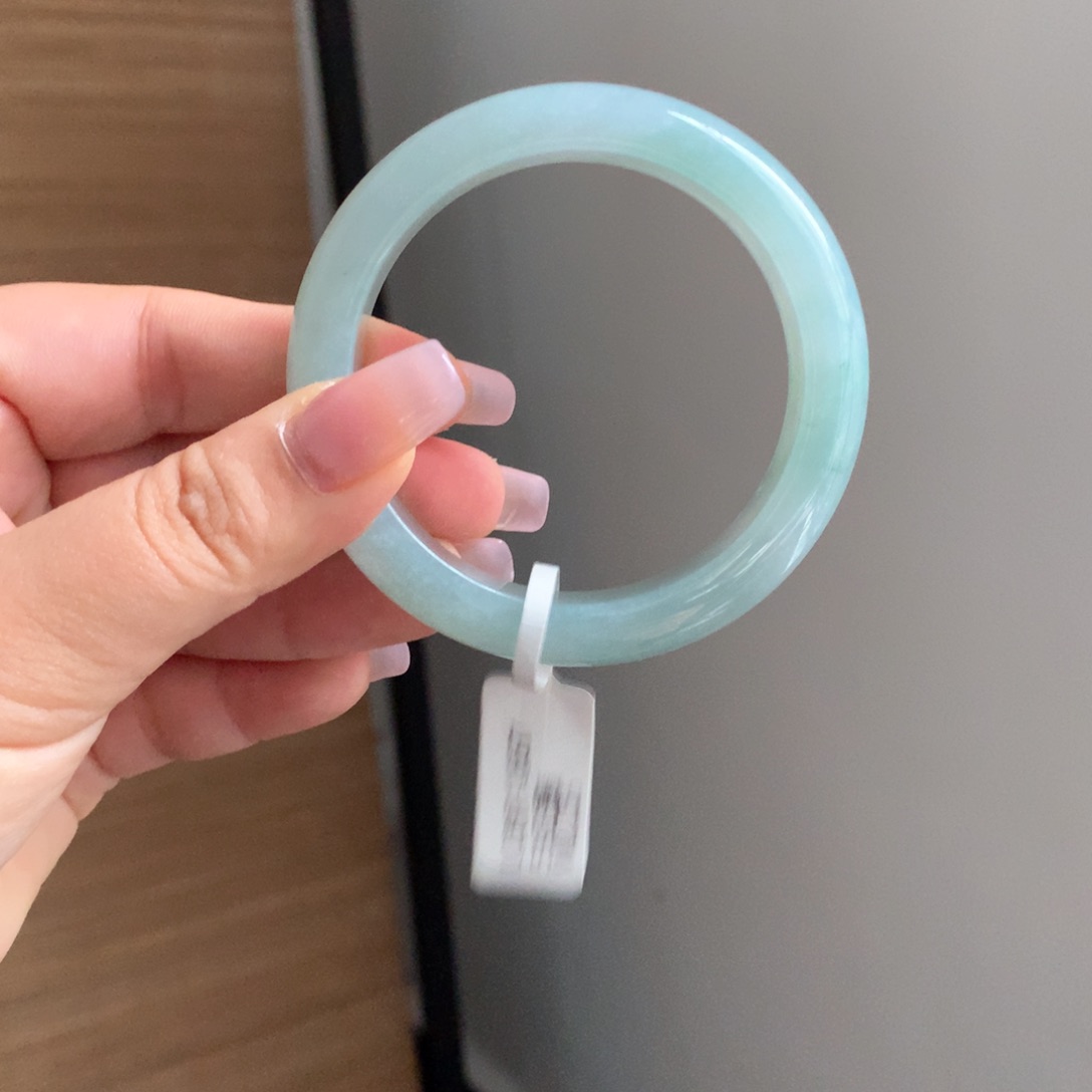 翡翠手镯未镶嵌9 53.8蓝绿调正圈