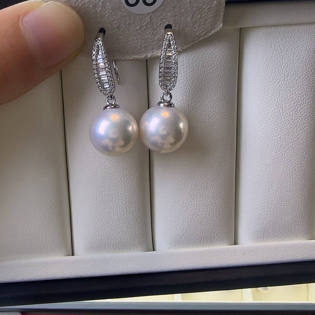 耳饰淡水珍珠银S925镶嵌11～12耳钉