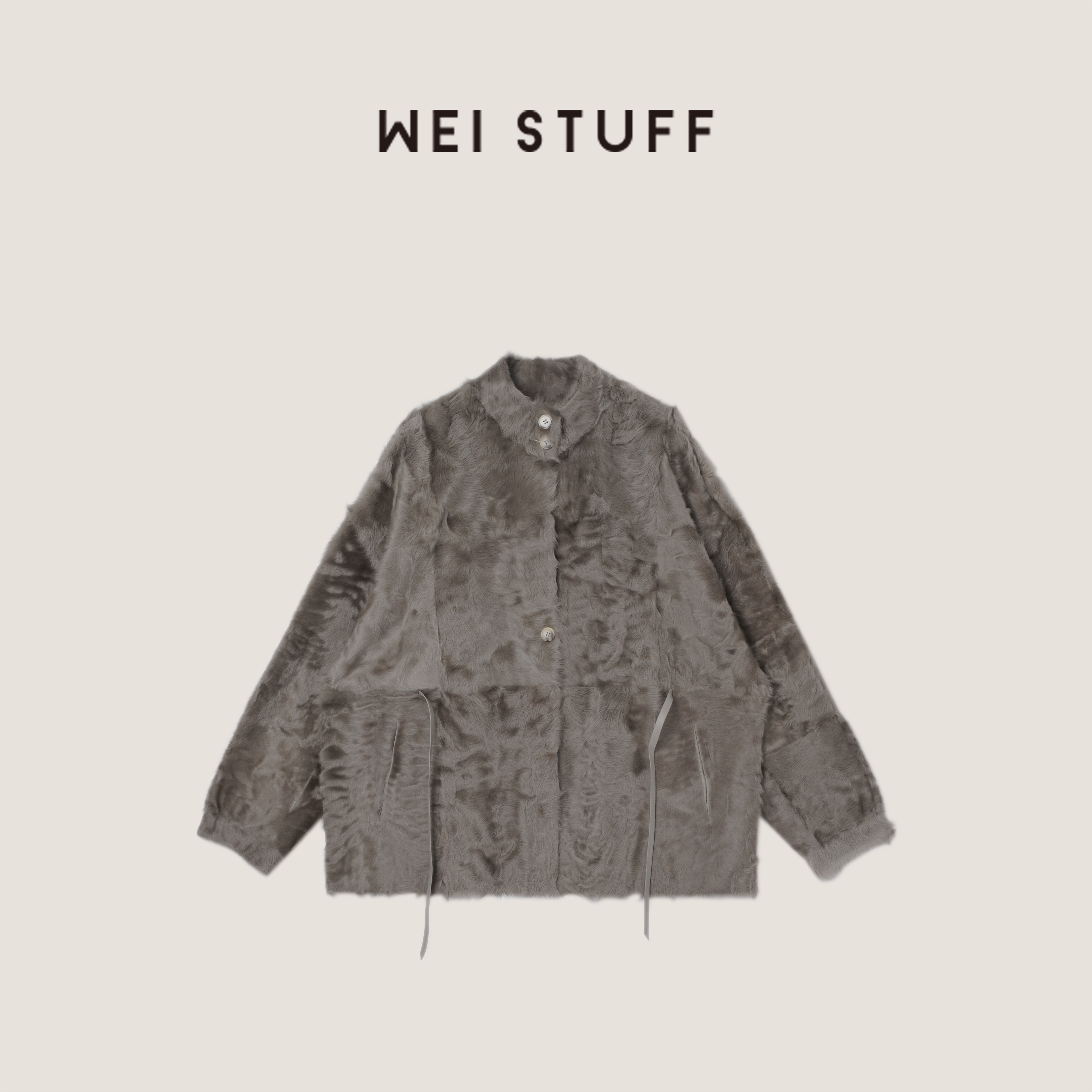WEI STUFF  “银子” 矜贵小湖羊皮毛一体立领皮草外套 9950.