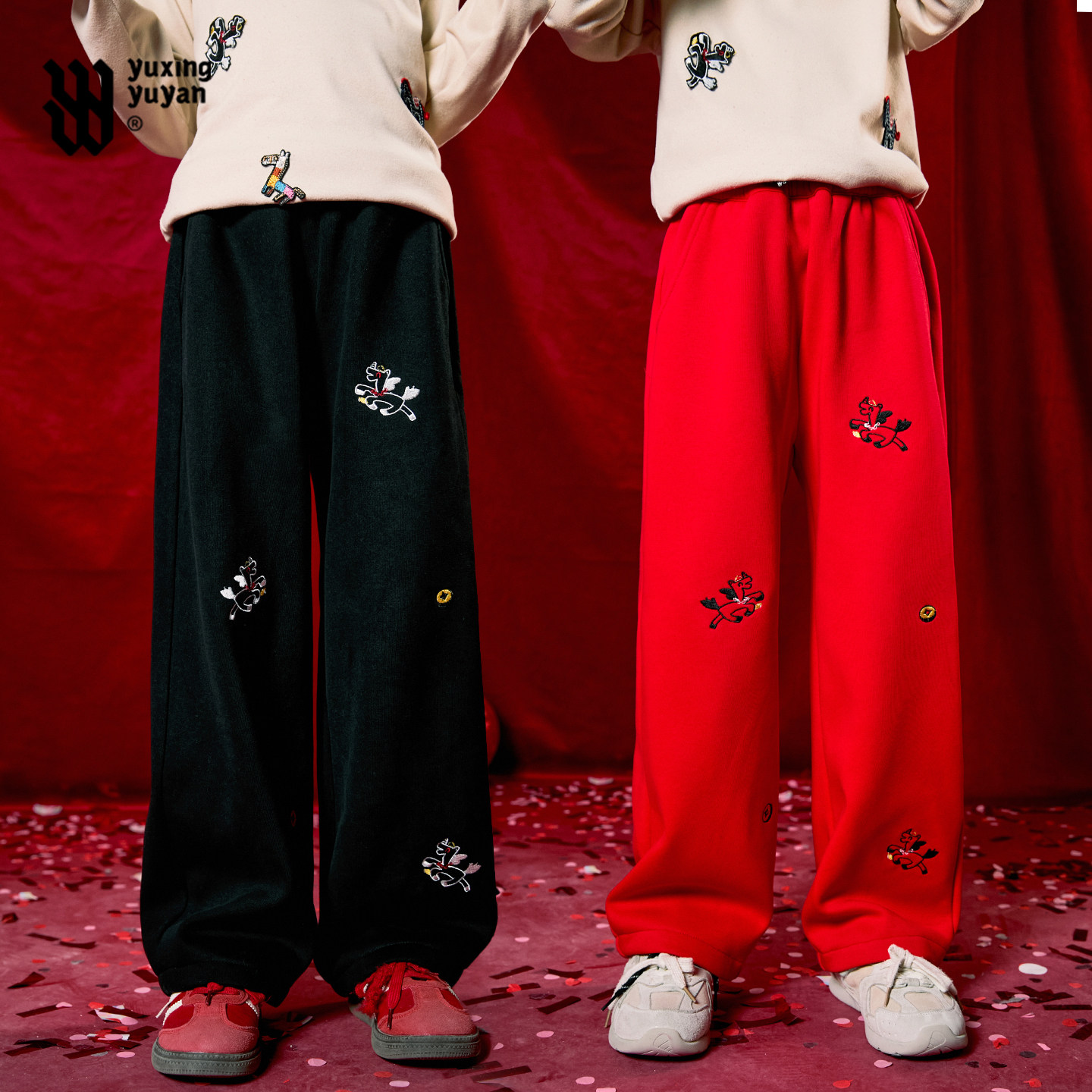 雨星雨嫣女童加绒裤子冬季2026新款洋气新年女孩喇叭裤加厚