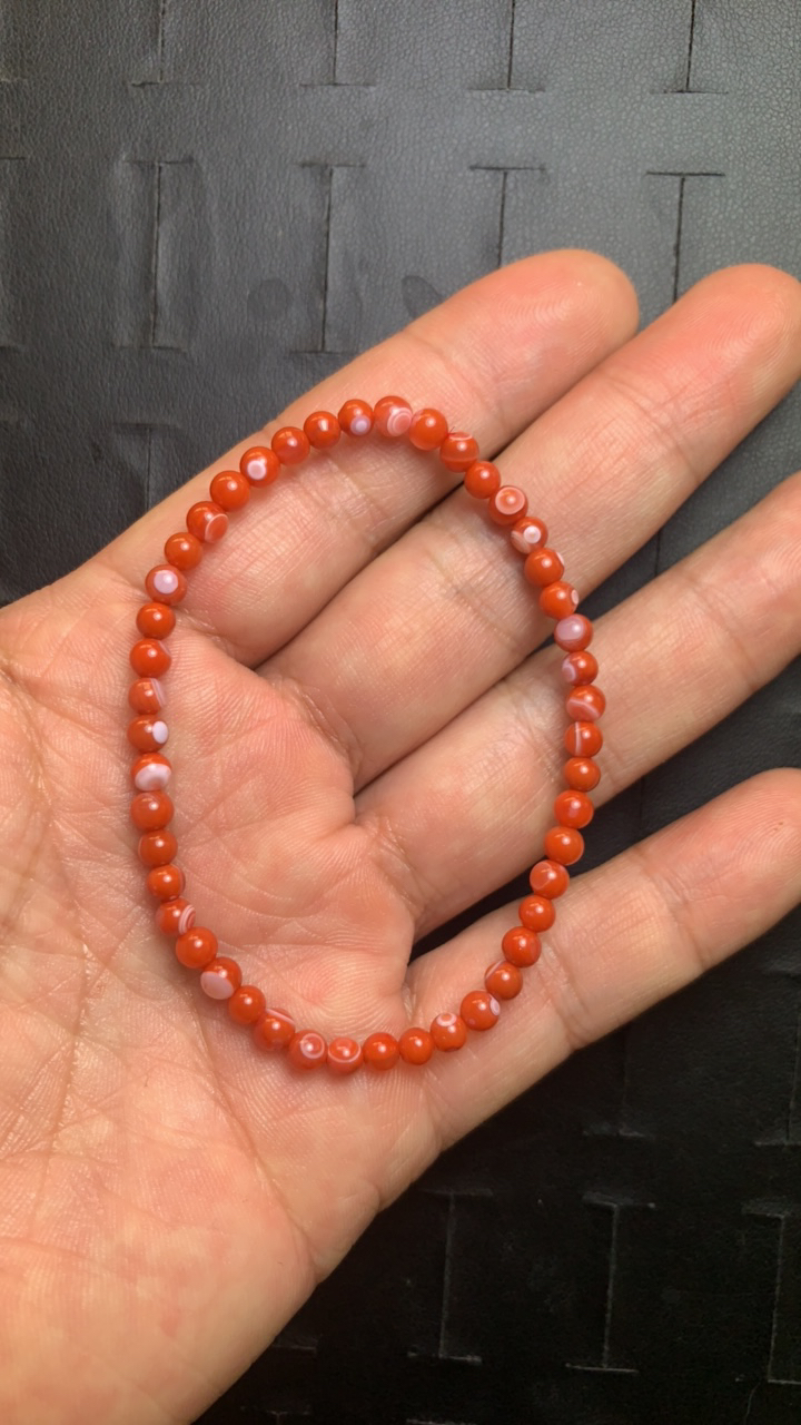 天然原矿南红天眼单圈手串4mm