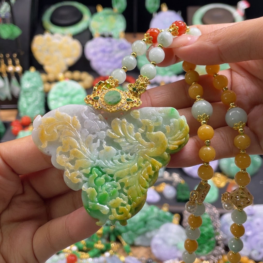 翡翠未镶嵌颈饰代编织