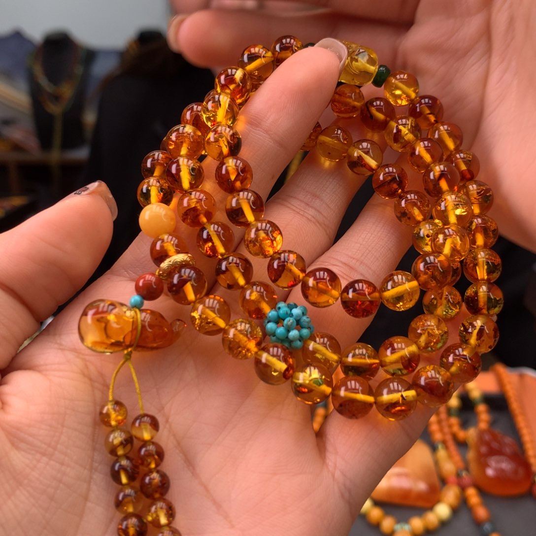 琥珀（花珀）手串未镶嵌天然