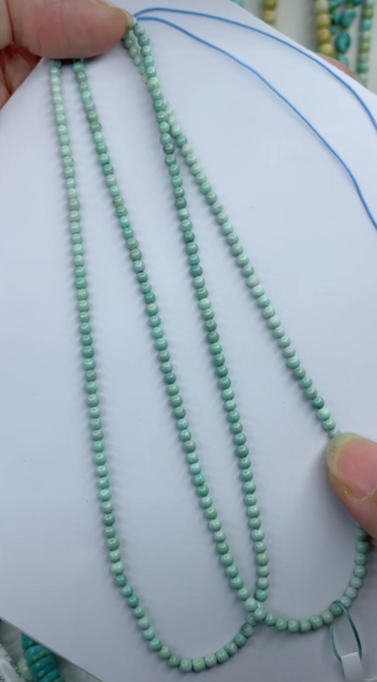 天然原矿绿松石米珠链卡2+