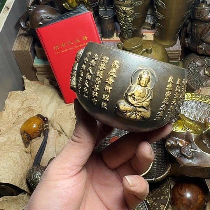 原矿 风魔铜藏收铜摆件