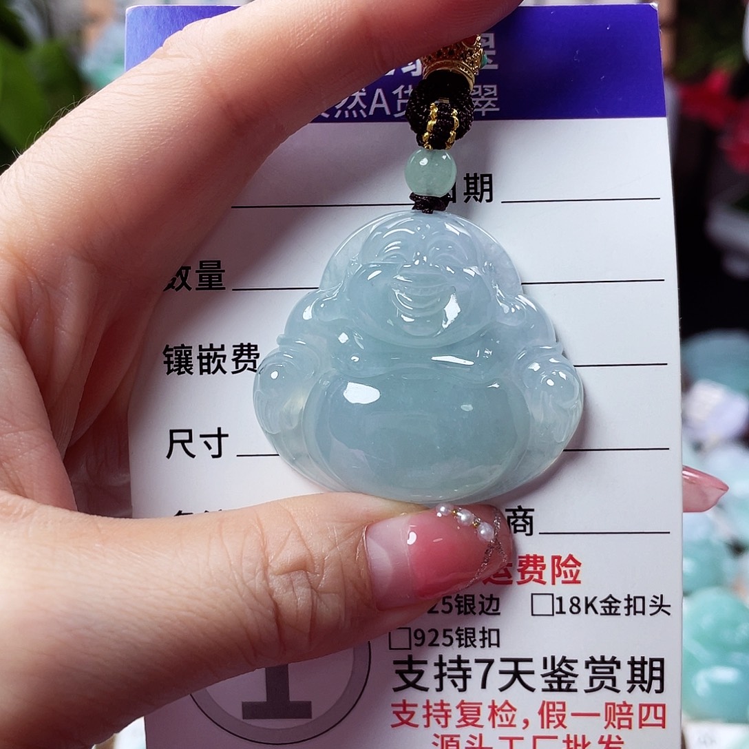 翡翠未镶嵌颈饰佛公23