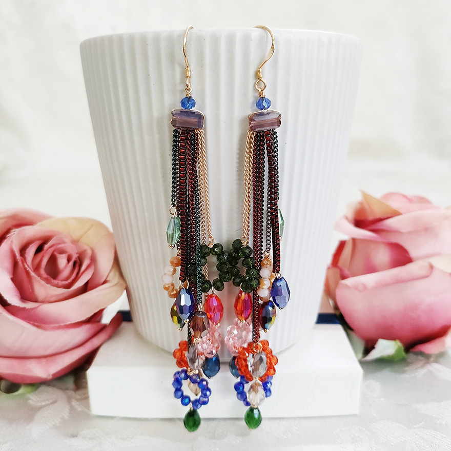 铜合金耳饰 民族风手工长款流苏耳环3131