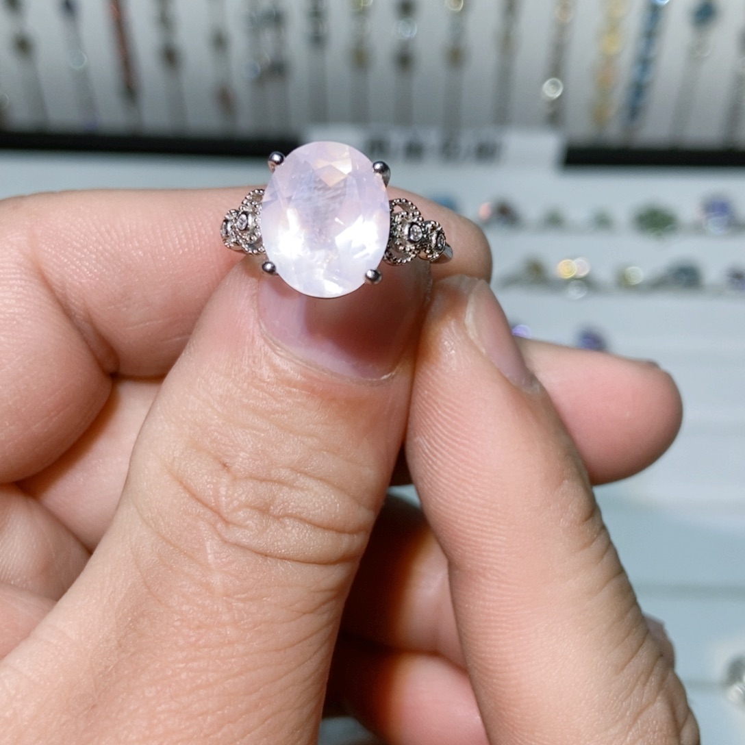 绿水晶戒指银S925镶嵌