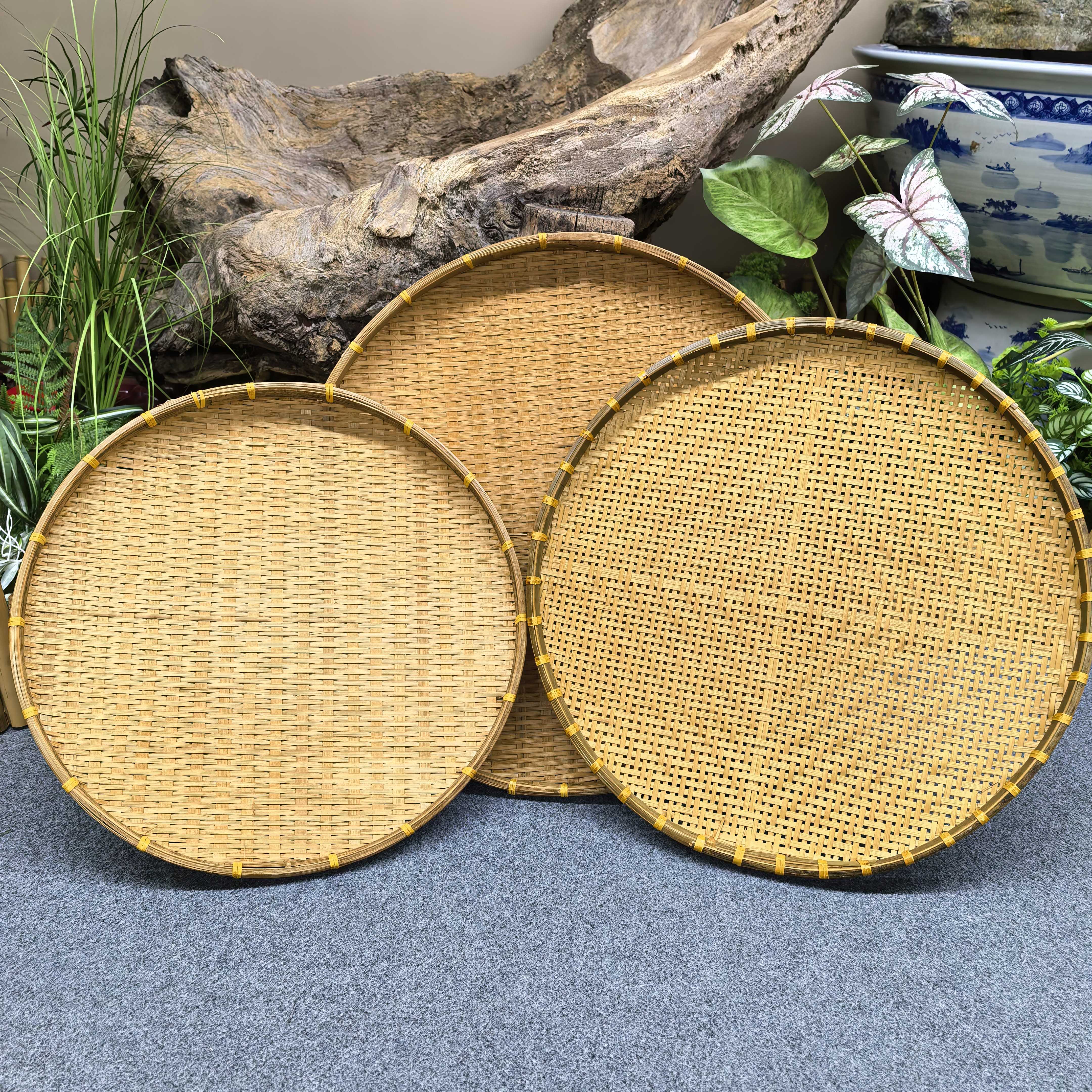 一级 202（55有孔➕60密编➕50 密编 ）烟熏加大号晒筐竹编圆形收纳筐