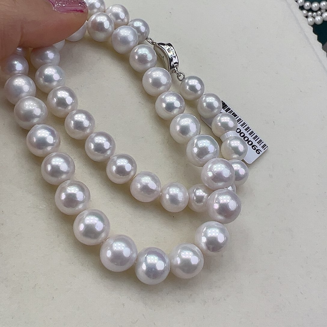 淡水珍珠项链银S925镶嵌➕9-10高品极光冷白炫彩