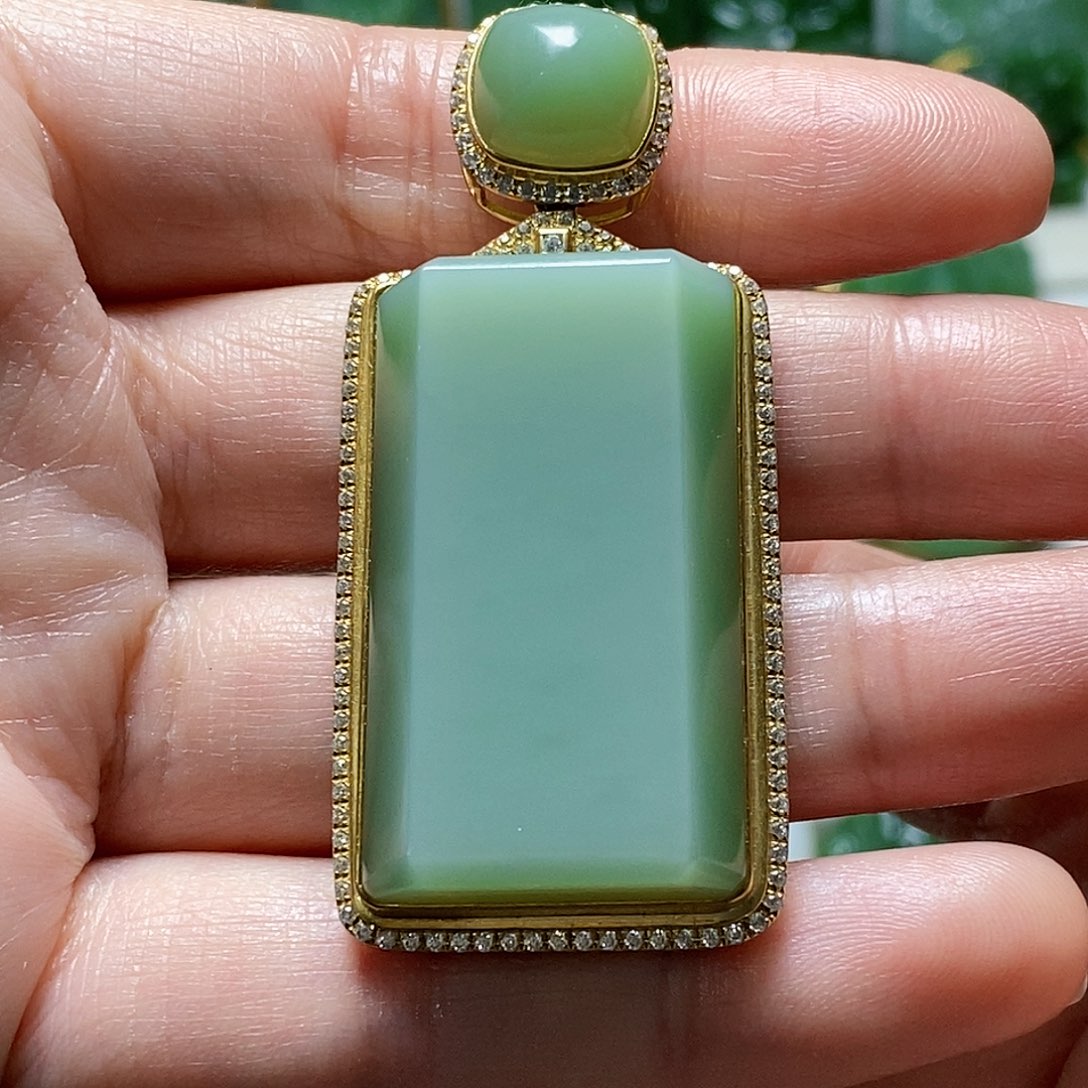 和田玉颈饰银S925镶嵌y****0