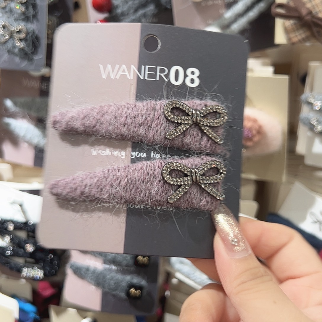 非金属粉紫色蝴蝶结掰掰一对