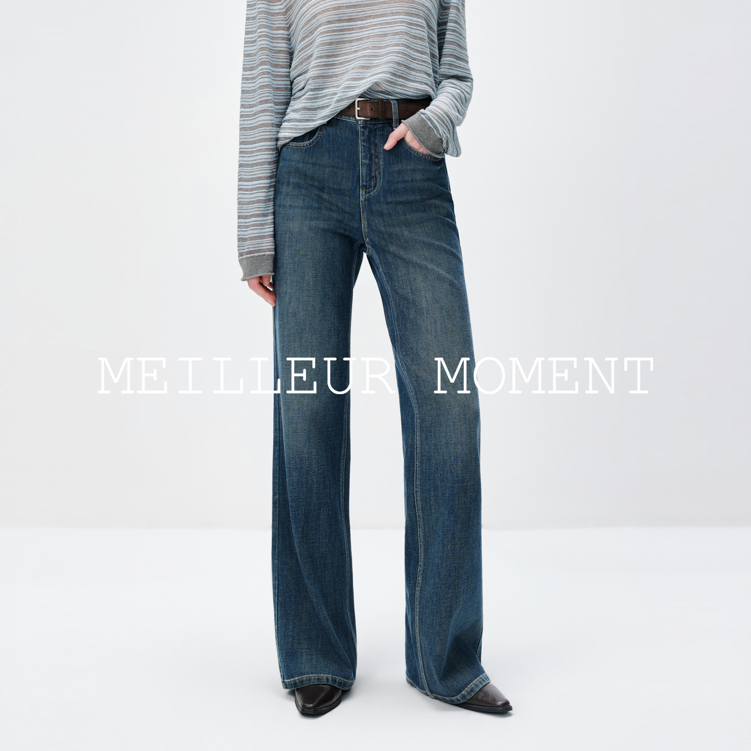 MM麦檬新型四面弹技术复古水洗显瘦阔腿牛仔裤26春新5H2950571