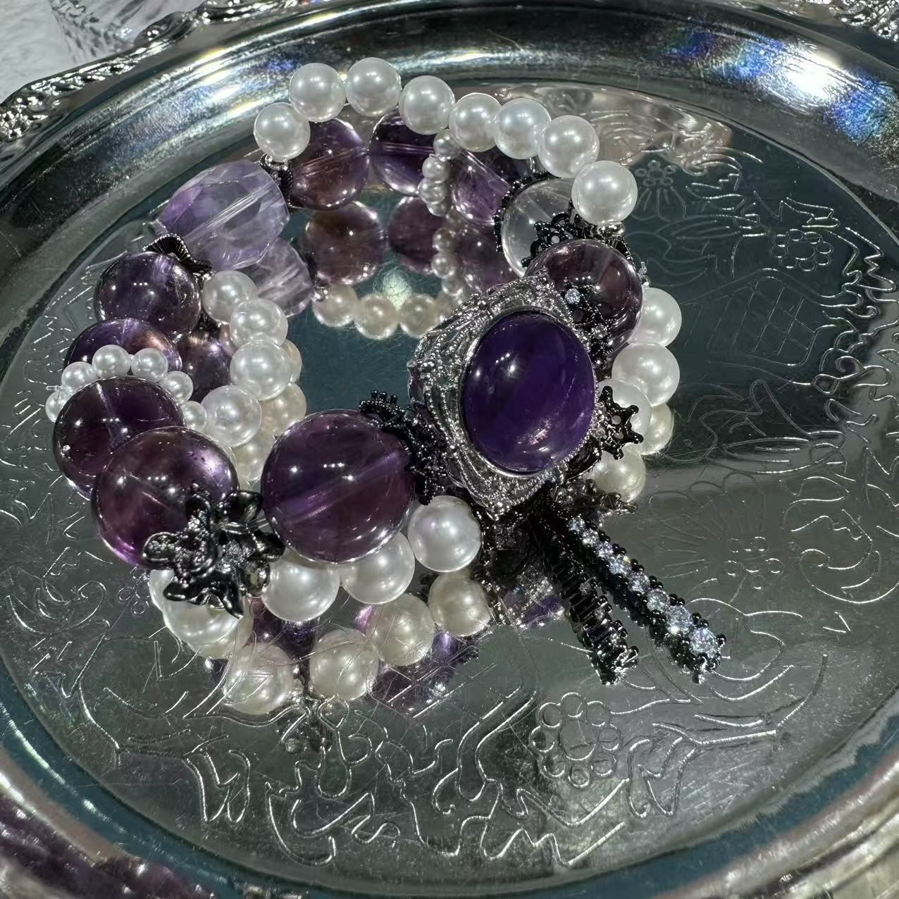 【拾壹水晶】天然紫水晶-单圈手链多样性发货发其一A020