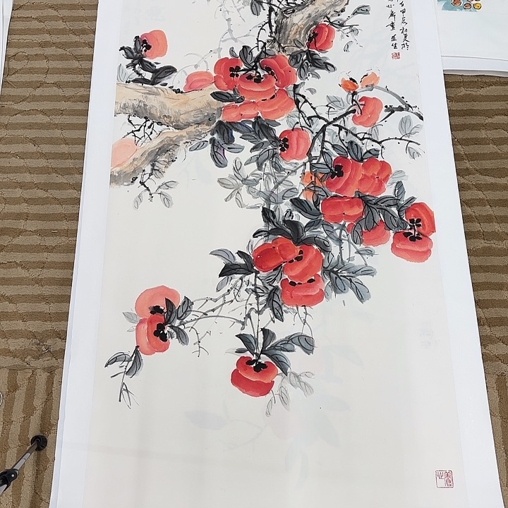 国画红***沙花鸟的翅膀和翅膀是一样长