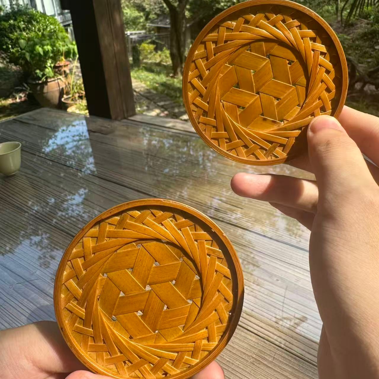 中式纯手工竹编藤编杯垫杯托壶垫创意防烫隔热垫茶托功夫茶具配件