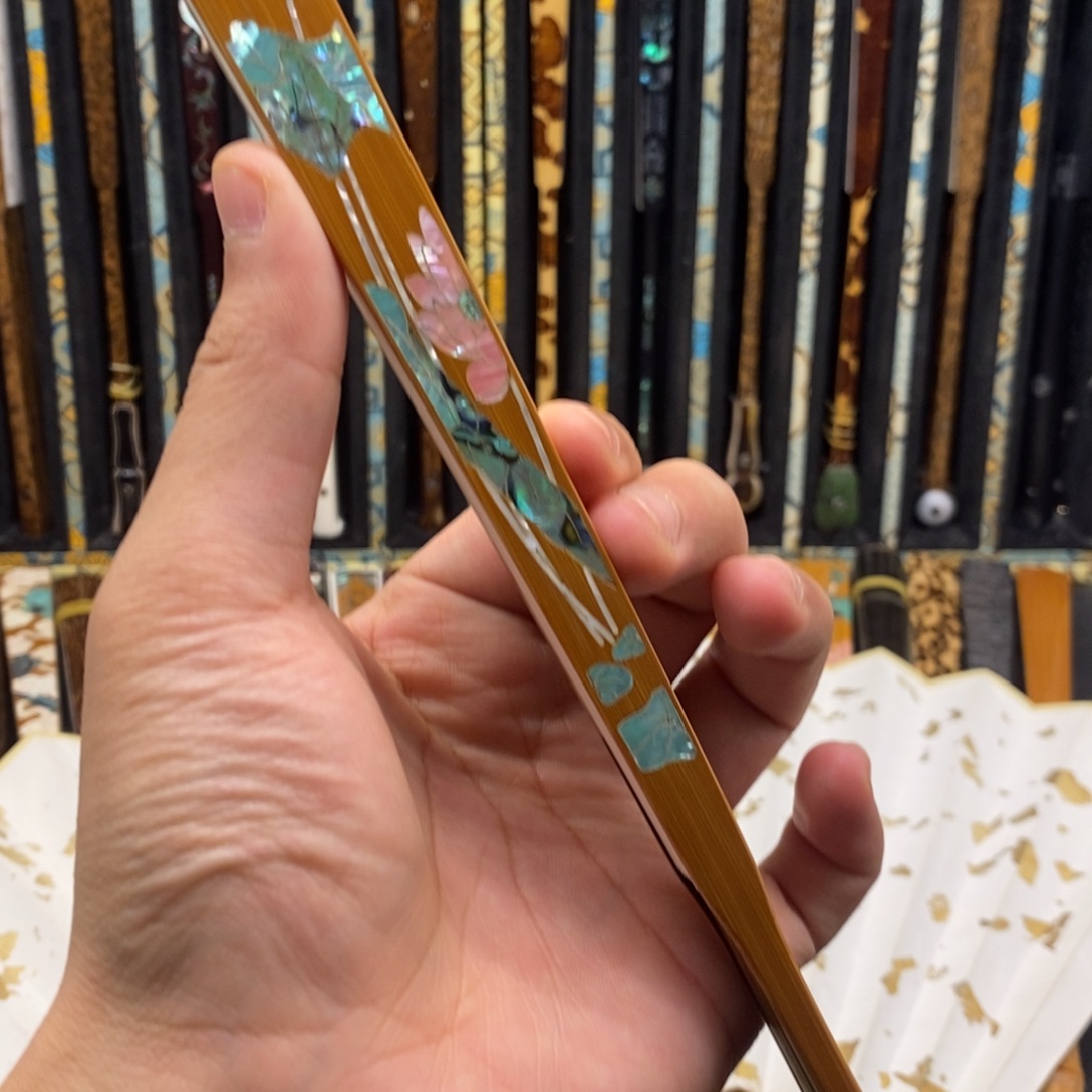 小***九扇子荷花螺钿8寸16方