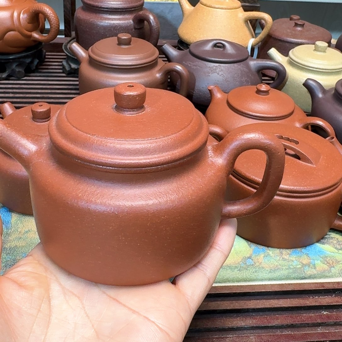 紫砂茶壶红降坡半手工