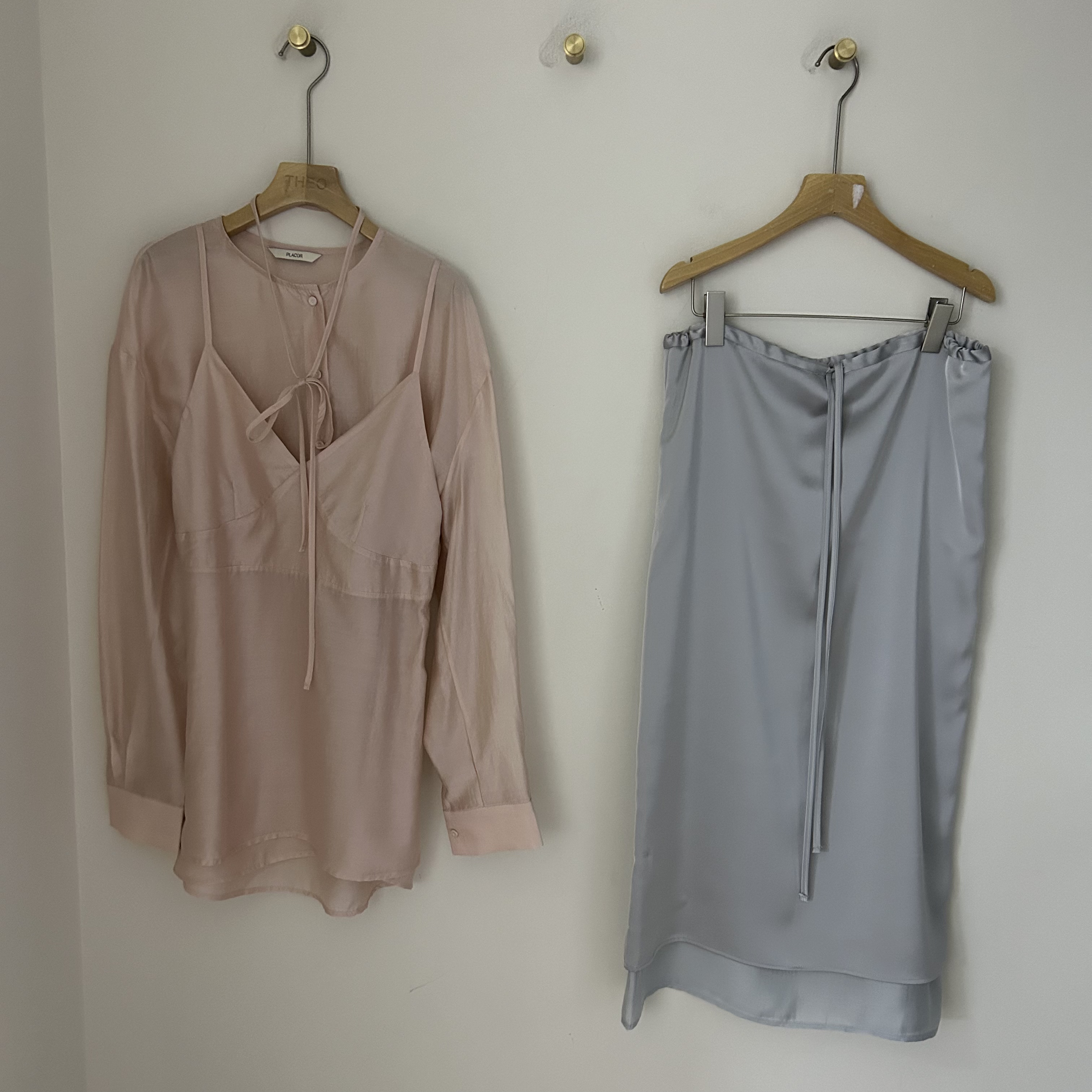 25年Plac春季新款直邮 珠光粉气质温柔风两件套衬衫