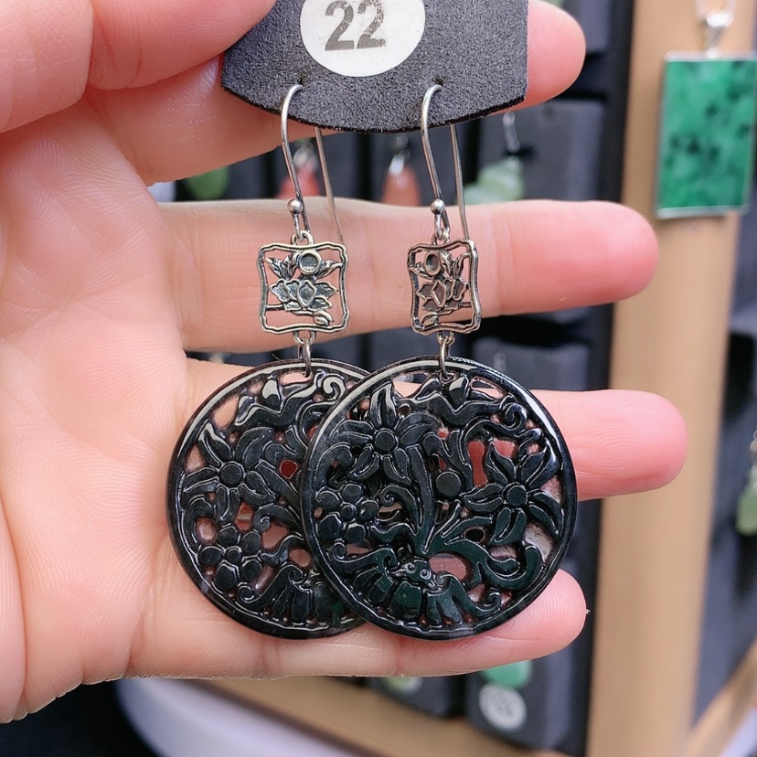 【闪购商品】翡翠耳饰银S925镶嵌精美