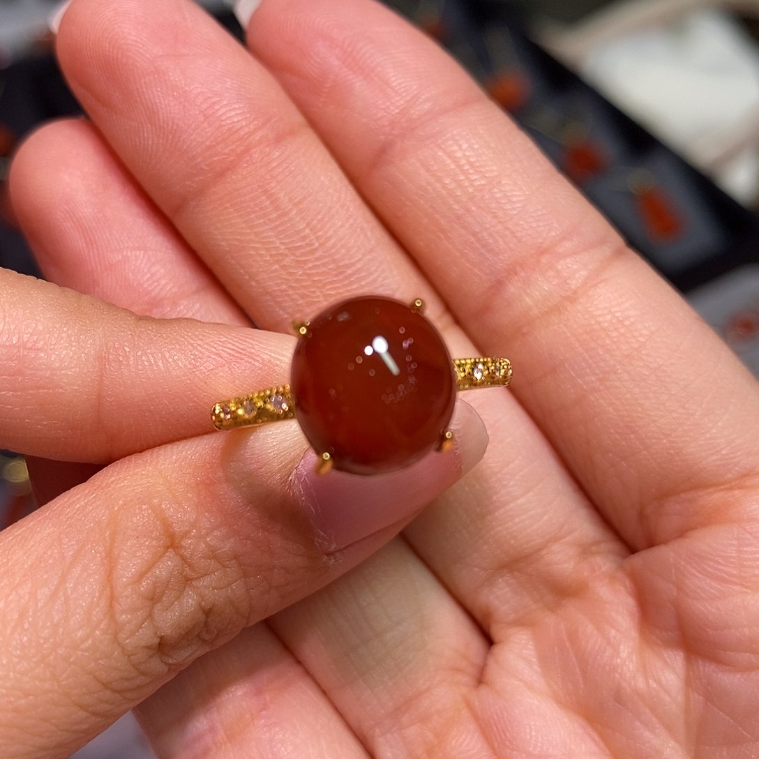南红玛瑙四川凉山瓦西戒指银S925镶嵌